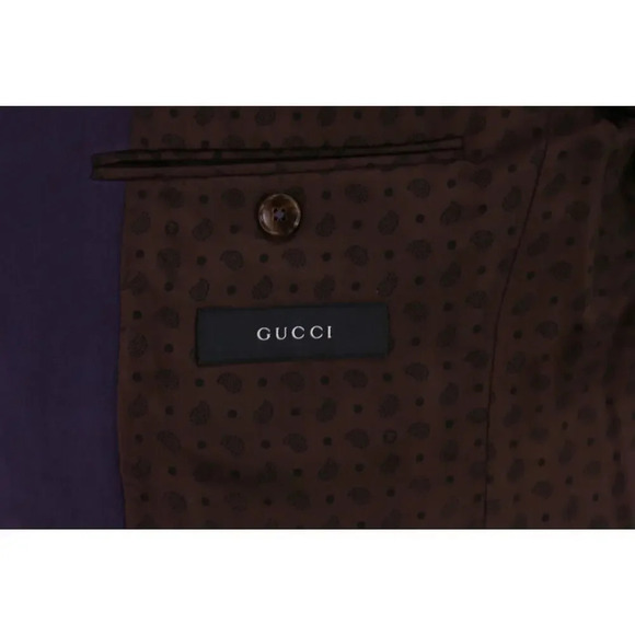 Gucci Current Solid Purple Patch Pocket 2-Btn Slim Fit Cotton Blazer Jacket 38S - Picture 7 of 9